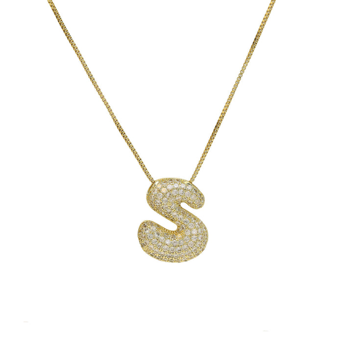 Wholesale 18k Brass Zircon 6 English Letters Pendant Necklace JDC-NE-BaiYi012