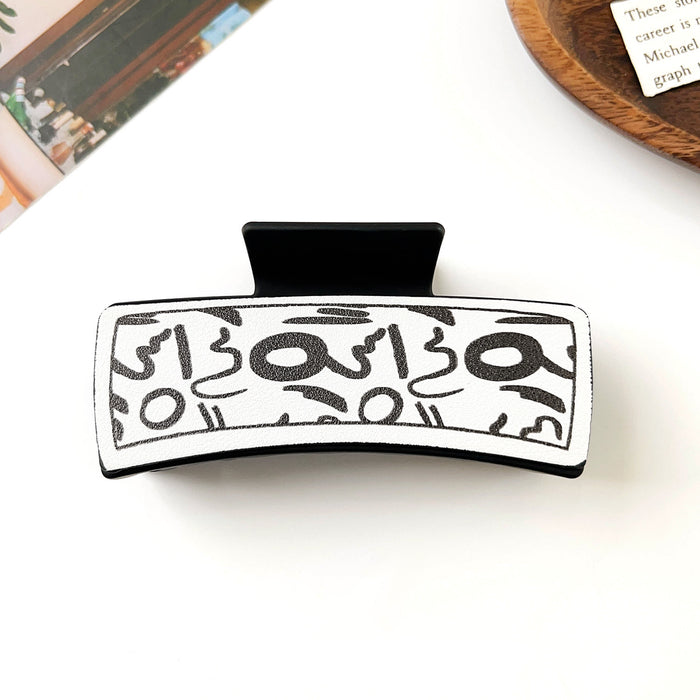 Wholesale Pu Printed Shark Clip Western Style Retro Leather Hairpin Hair Grabber Hair Accessories