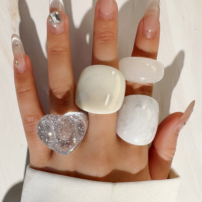 Wholesale Trendy Resin Gradient Ring Women' s Geometric Jewelry Accessory MOQ≥5