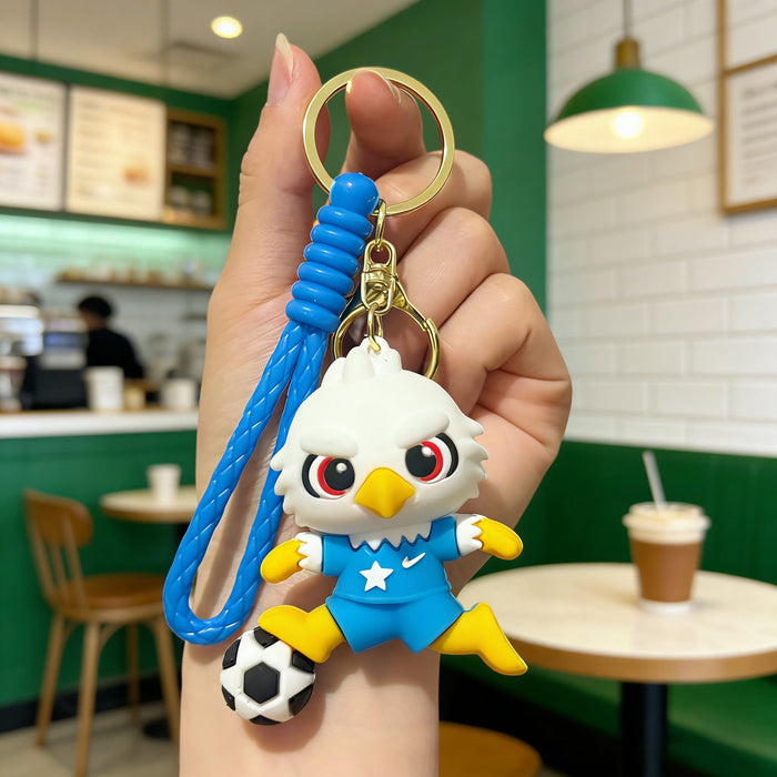 Wholesale 2026 Mascot Keychain Silicone PVC Soccer Charm Gift Bag Car Key Accessory MOQ≥2
