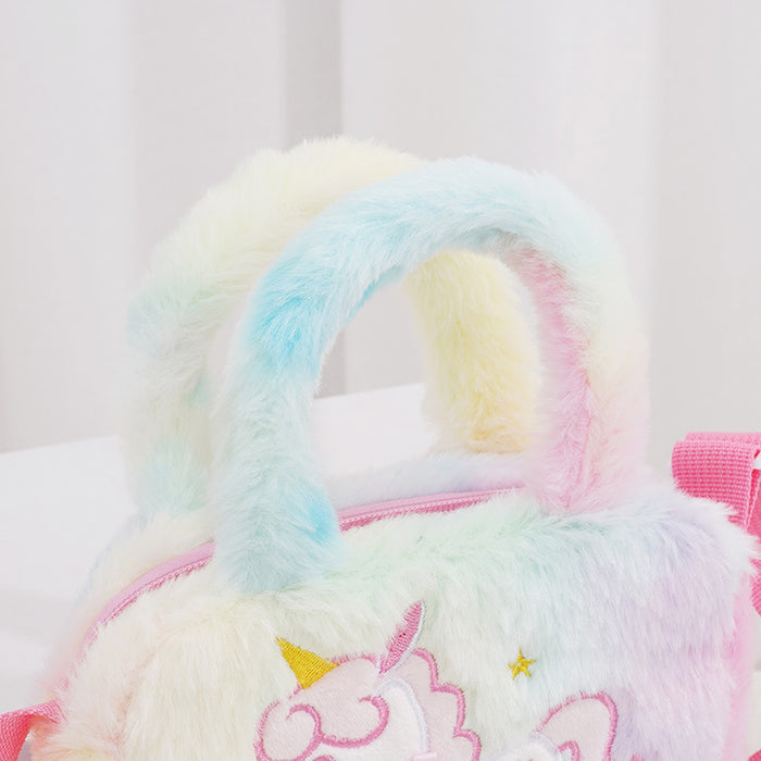 Wholesale Cartoon Unicorn Square Plush Shoulder Bag Kindergarten Boys and Girls Messenger Bag Cute Cartoon Handbag JDC-SD-SM004