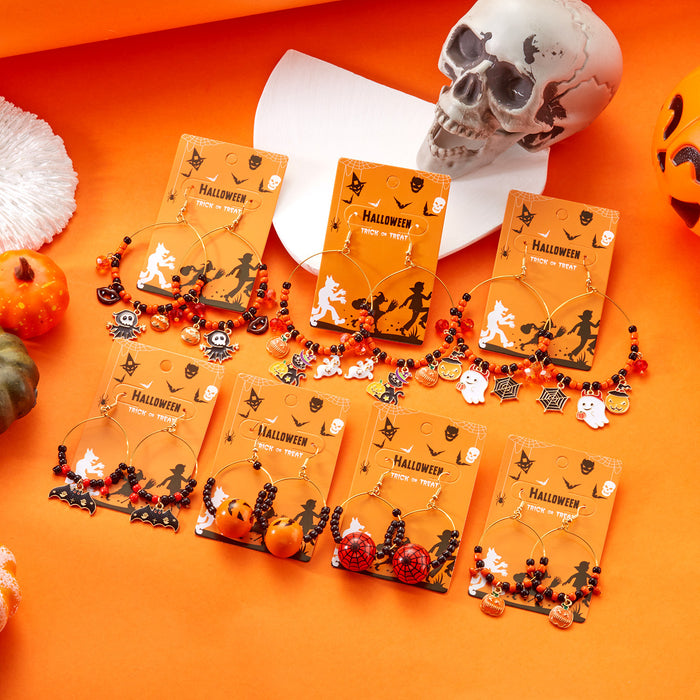 Wholesale Versatill Pumpkin Ghost Crystal Rice Bead Earrings for Women