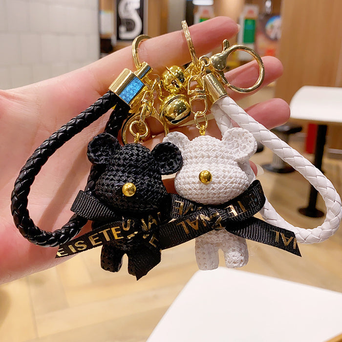 Wholesale Cartoon Resin Wool Bow Tie Bear Keychain JDC-KC-NLu017