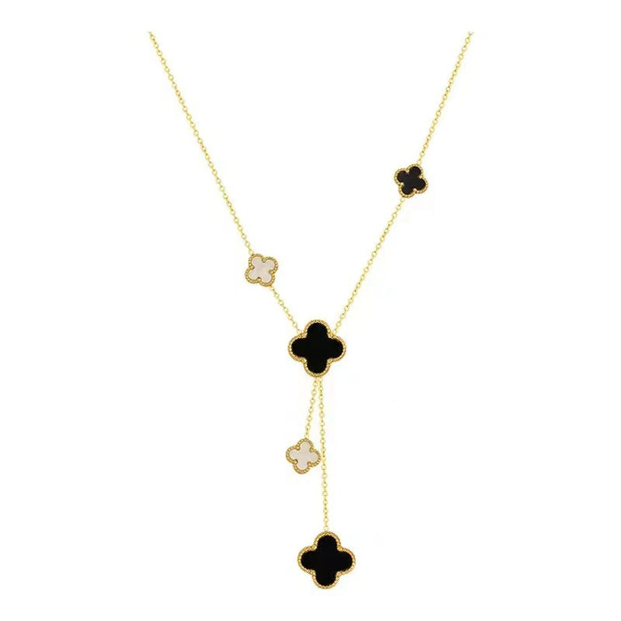 Wholesale  Four-leaf Clover Necklace Women's Collarbone Necklace Tassel Pendant Double-sided Four-leaf Clover Pendant