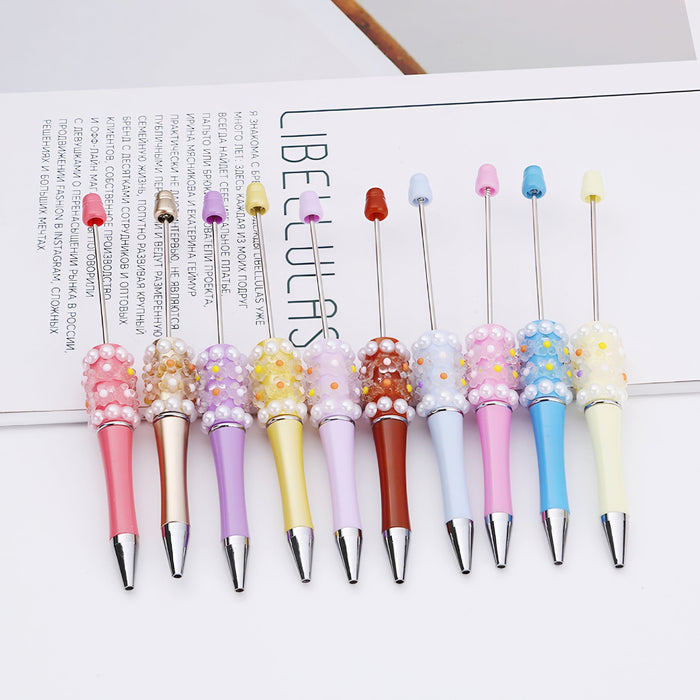 Wholesale Beadable Pens DIY Patch Pearl Flower Beadable Pen JDC-PN-ShuY007