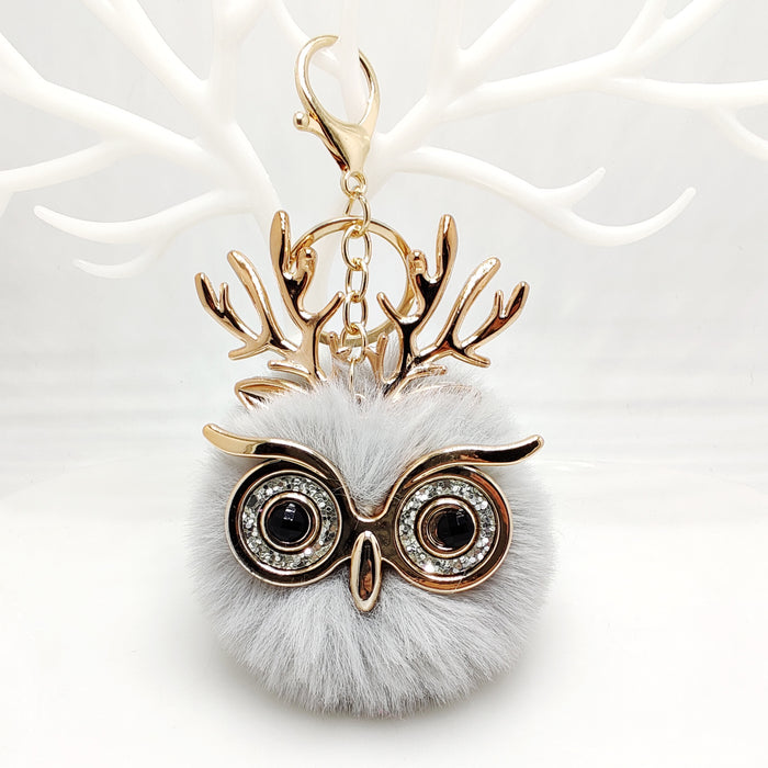 Wholesale Plush Antlers Owl Pendant Bag Keychain