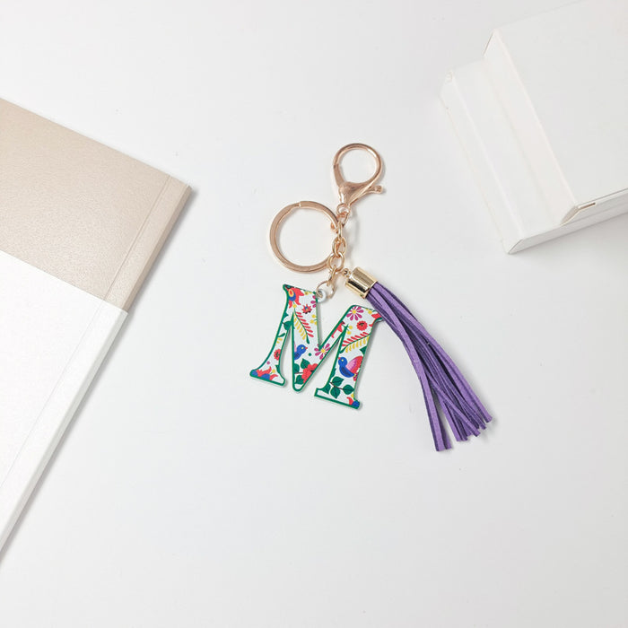 Wholesale Zinc Alloy Leather Letter Color Tassel Keychain JDC-KC-JinY003