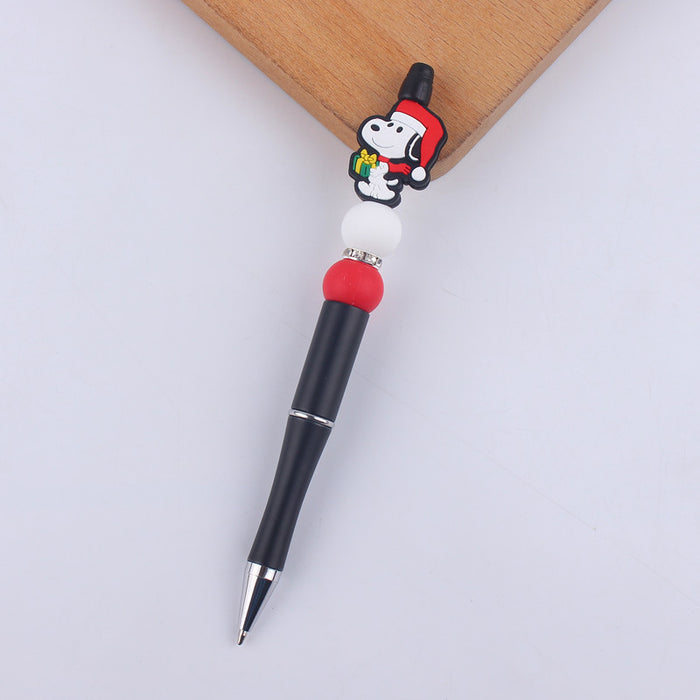 Wholesale Cartoon Christmas Santa Claus Silicone Plastic Bead Pen JDC-PN-GuangTian011