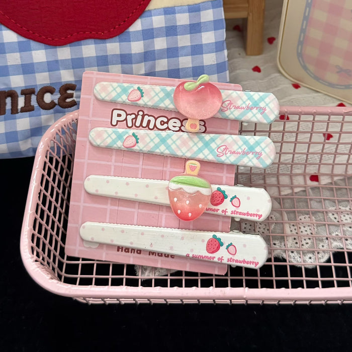 Wholesale Sweet Strawberry Jelly Resin Duckbill Hair Clip For Girls Trendy Fashion Hair Accessory Boutique Resale