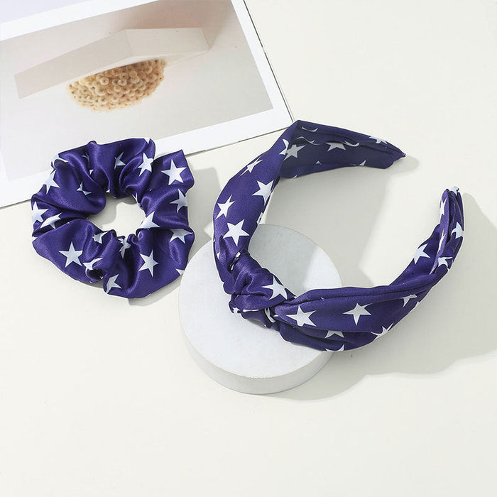 Wholesale American Flag Independence Day Cloth Headband Hair Scrunchies Set JDC-HD-JingZ002