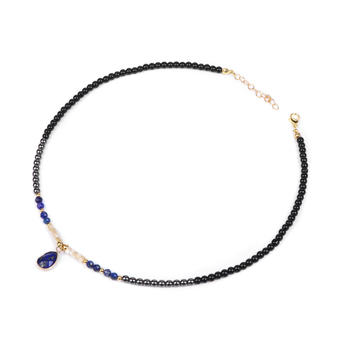 Wholesale Stone bead pendant necklace 8mm black hematite round beads