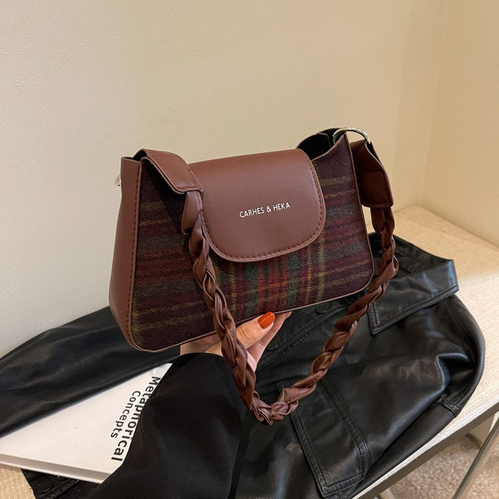 Wholesale New Fashionable and Versatile Color Contrasting Grid Cross Shoulder Simple Single Shoulder Underarm Bag