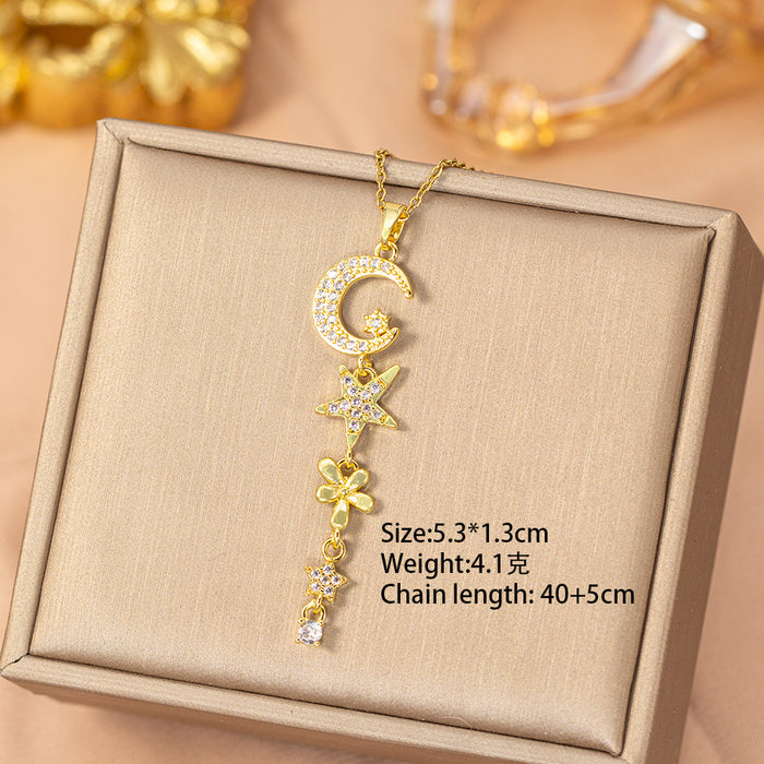Wholesale Titanium Steel Gold Plated Butterfly Tassel Necklace Trendy Jewelry Accessory MOQ≥2