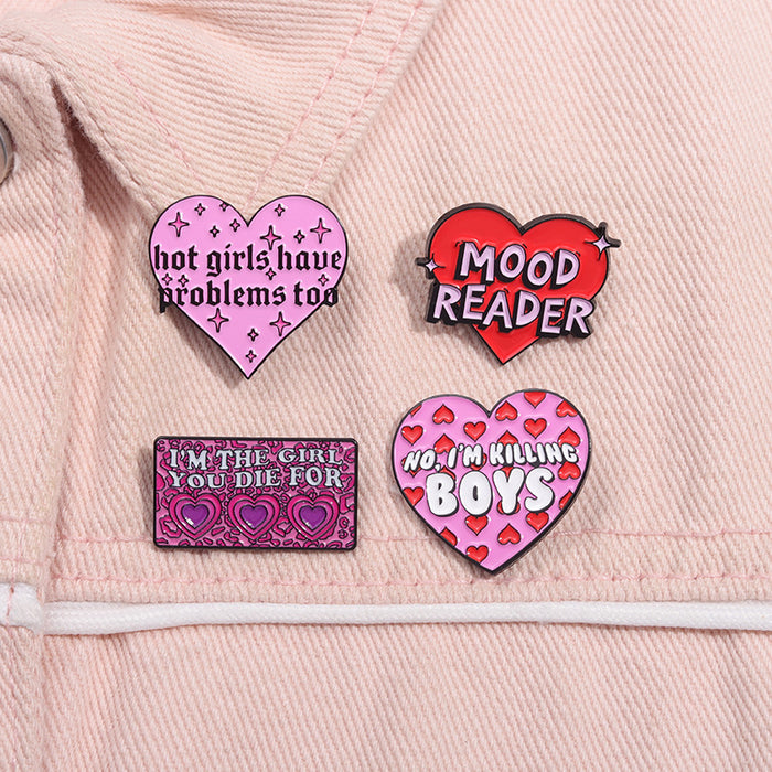 Wholesale Creative Pink Heart Shape Alloy Brooch