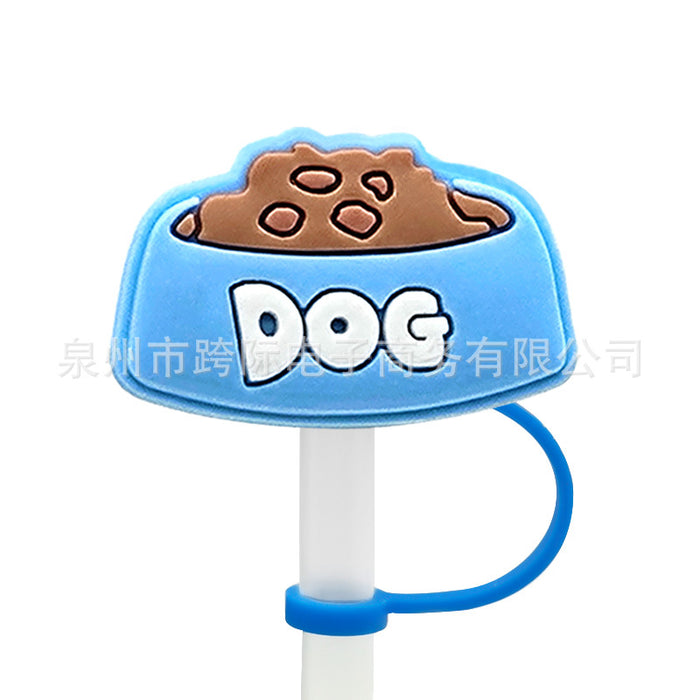 Wholesale 10pcs Silicone Cartoon Puppy Straw Cover JDC-SCR-KuaJ007