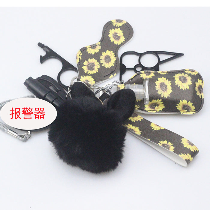 Wholesale Multifunctional Fur Ball PU Leather 9-piece Keychain JDC-KC-TouMS083