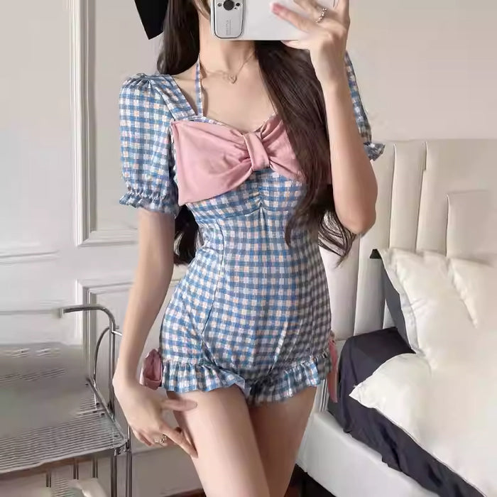 Wholesale One-piece swimsuit checkered swimsuit