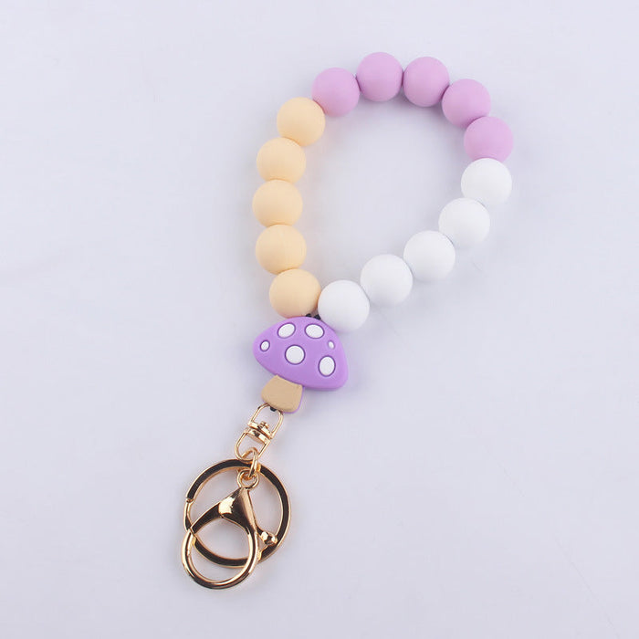 Wholesale Cartoon Silicone Mushroom Beaded Wrist Keychain JDC-KC-GuangTian012