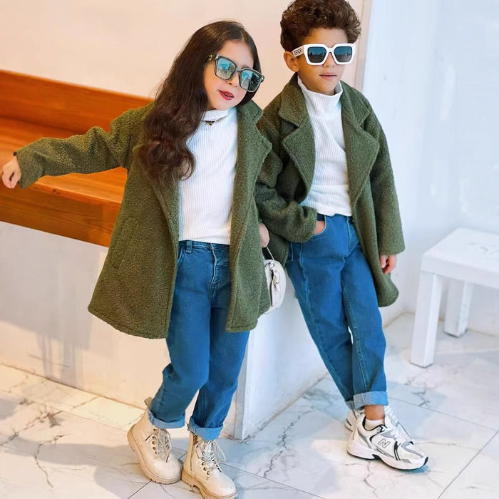 Wholesale Autumn and Winter Coat Fur Coat Large Grain Lapel Children's Windbreaker JDC-CTS-YaYaMi041