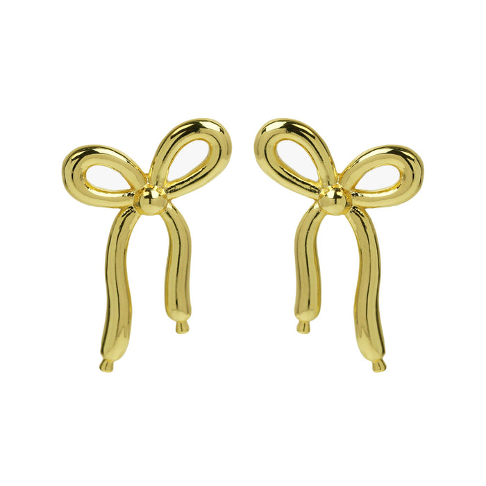 Wholesale 2PCS 18K Gold Brass Zircon Bow Earrings JDC-ES-BaiYi017