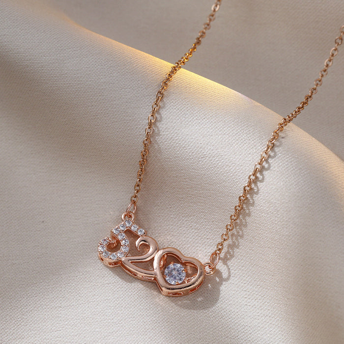 Wholesale Titanium steel necklace, fashionable heart-shaped zircon pendant necklace