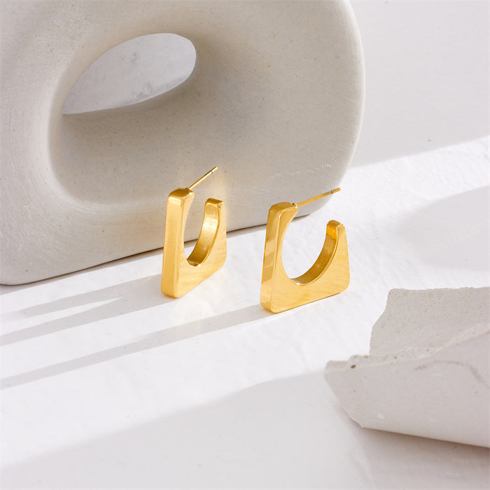 Wholesale  geometric niche design irregular titanium steel  temperament earrings