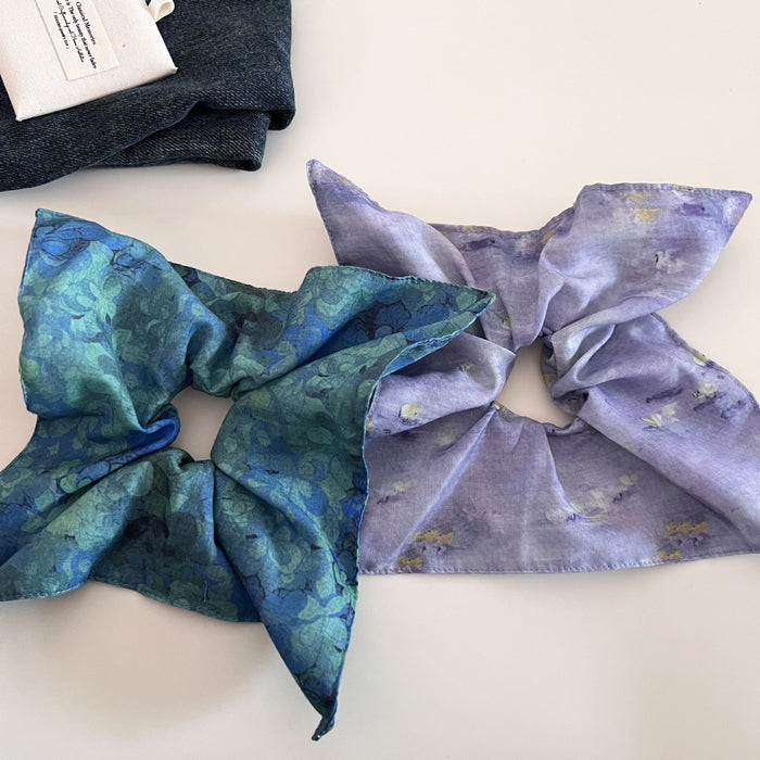 Wholesale Retro niche square scarf headband with high-end temperament, hair tie at the back of the head, headband, ponytail, rubber band hair accessory