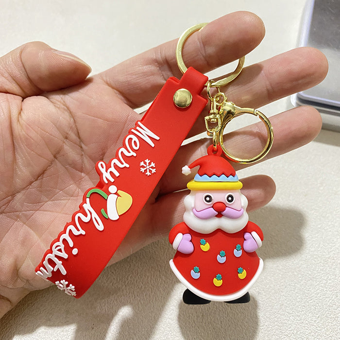 Wholesale Santa Snowman Keychain Car Bag Christmas Snowman Keychain Doll Machine Pendant Small Gift