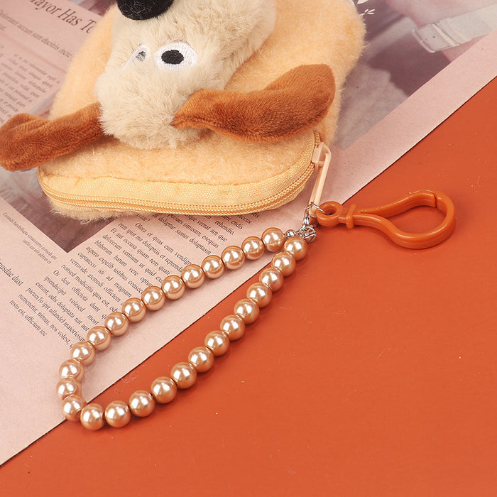 Wholesale Stylish Plush Animal Coin Purse With Bead Chain Cute Storage Bag For Earphones Street Style Fashion Accessory