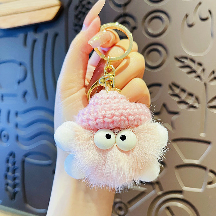 Wholesale Cute Woolen Hat Small Coal Balls Plush Keychains JDC-KC-Hangl005