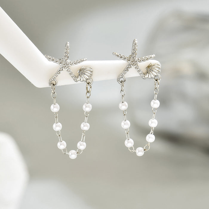 Wholesale Women's Earrings Star Shell String Pearl Design Earrings