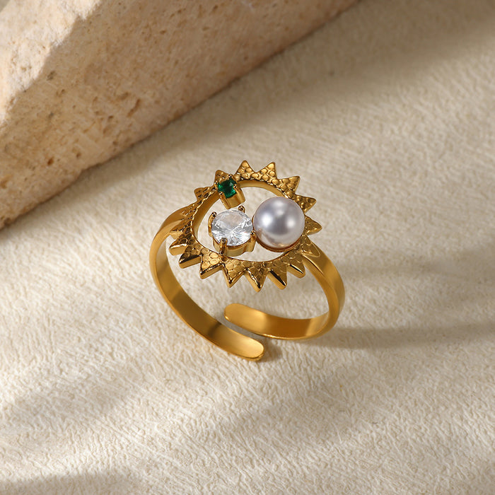 Wholesale Vintage Titanium Steel Sunshell Ring