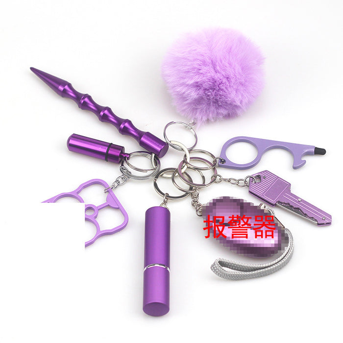 Wholesale Hair Ball Multifunctional Metal DIY 8-piece Keychain JDC-KC-TouMS081