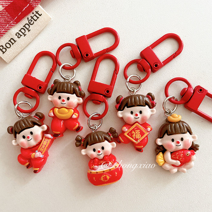 Wholesale Keychain pendant cute cartoon student backpack hanging accessory with accessories