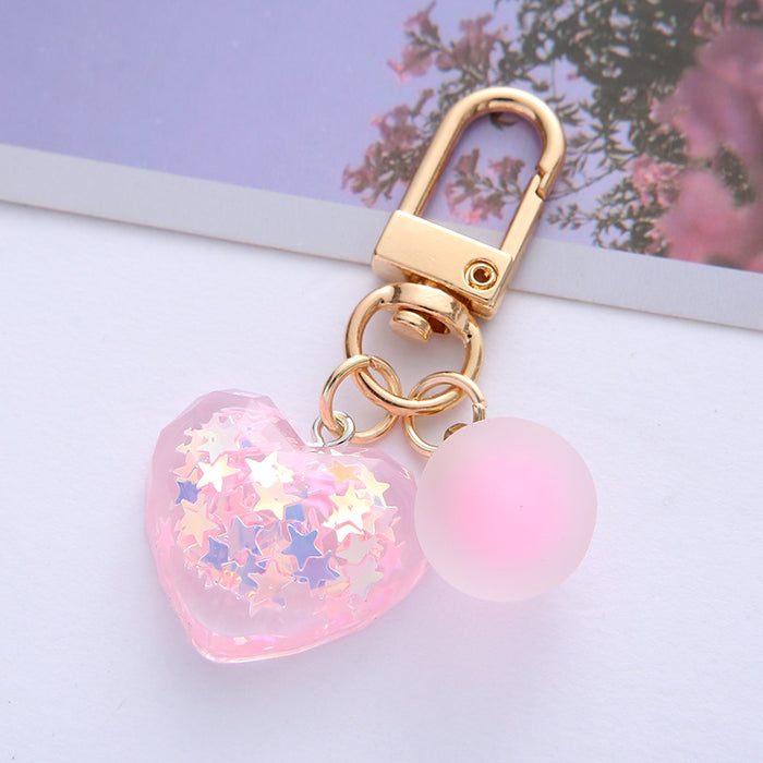 Wholesale Acrylic Color-transmitting Love Keychain Dreamy Small Beaded Heart-shaped Pendant