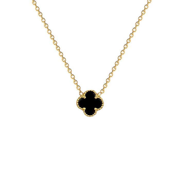 Wholesale Titanium Steel Clover Real Gold Necklace JDC-NE-LG039