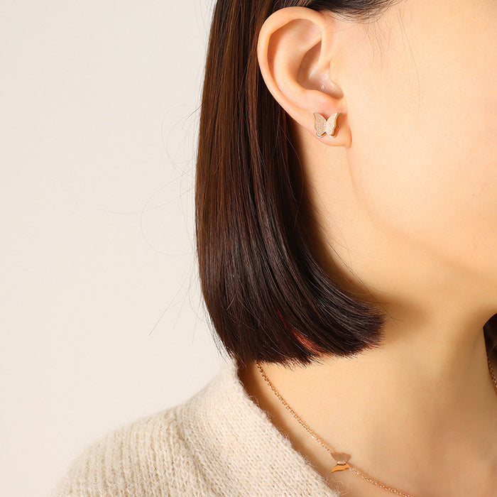 Wholesale Matte butterfly pendant necklace earrings ring jewelry set