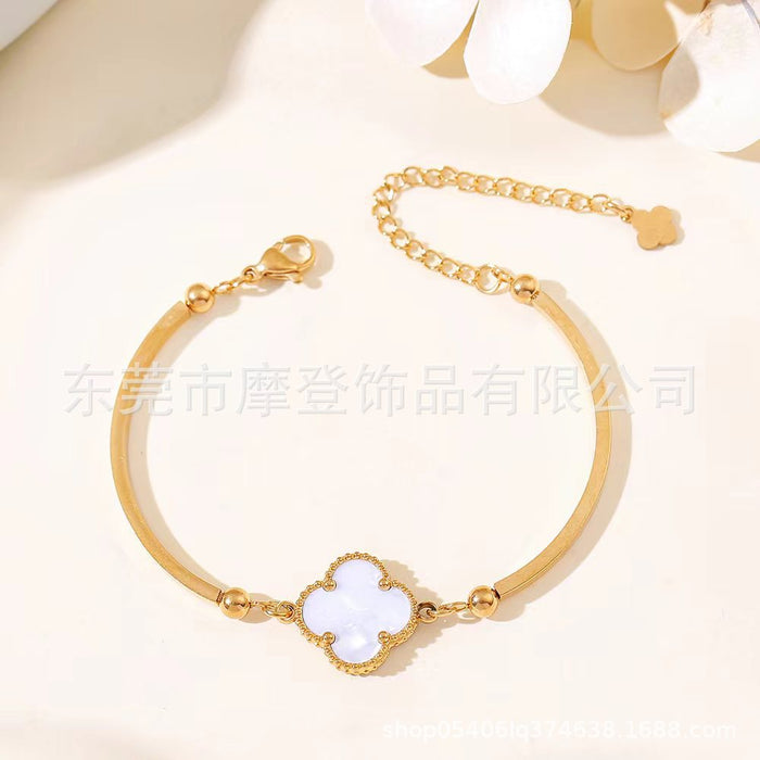 Wholesale titanium steel four-leaf clover bracelet JDC-BT-Modeng001