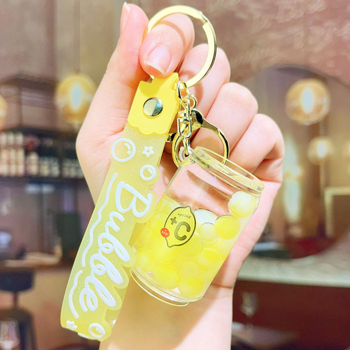 Wholesale Acrylic Oil-filled Beverage Bottle Keychain JDC-KC-ShiH005