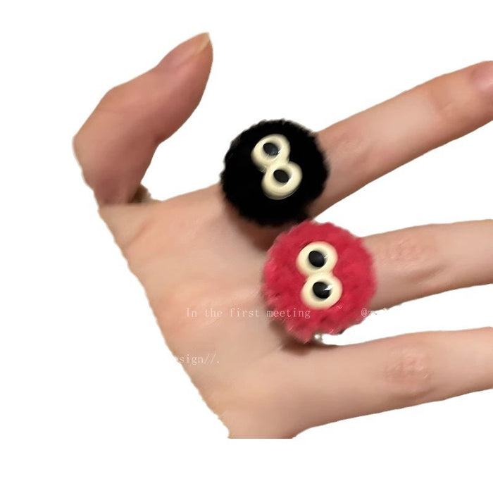 Wholesale Plush ring, niche design, cartoon and funny, index finger ring, fashionable and personalized ring