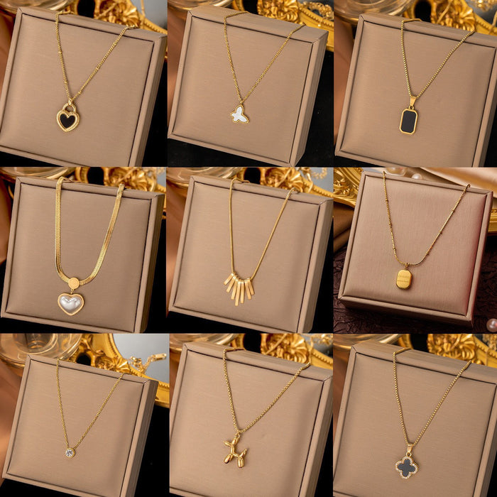 Wholesale Stainless Steel Clavicle Chain Necklace — Asymmetrical Design featuring a Bowknot  Rhinestone Accents  and Heart Pendant
