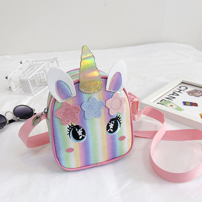 Wholesale Unicorn embroidered rainbow children's bag crossbody bag baby girl small schoolbag shoulder bag