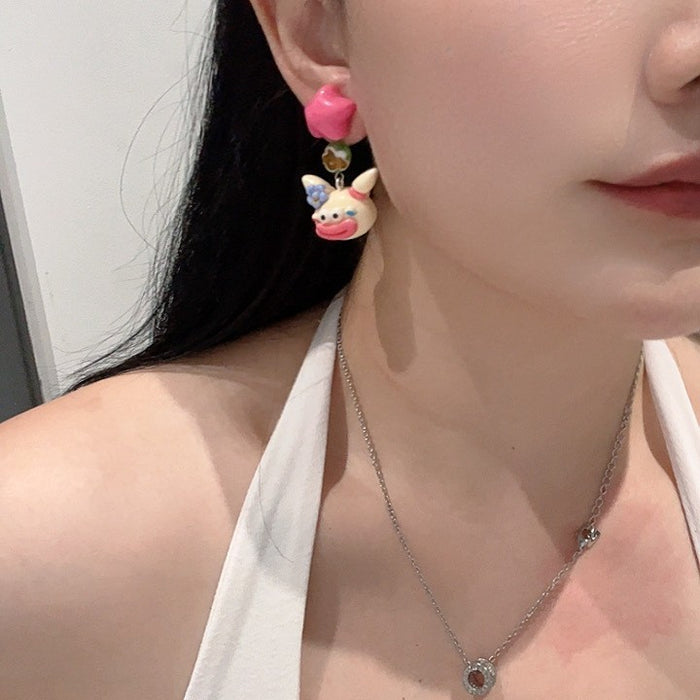 Wholesale Original new cartoon ugly doll silver needle fashionable and funny earring ear clip