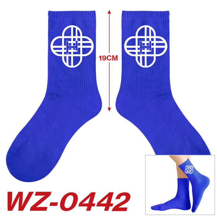 Wholesale Kpop Cute cartoon-themed printed colorful mid-calf socks