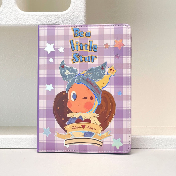 Wholesale A5 PU Leather Cartoon Notebook with Gold Foil Star Print Purple Student Journal