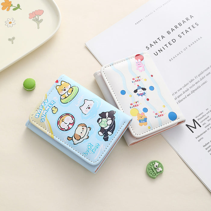 Wholesale Big Ear Dog Cute Cartoon Small Wallet Cute Large Capacity Three-fold Internet Popular Short Wallet MOQ≥2