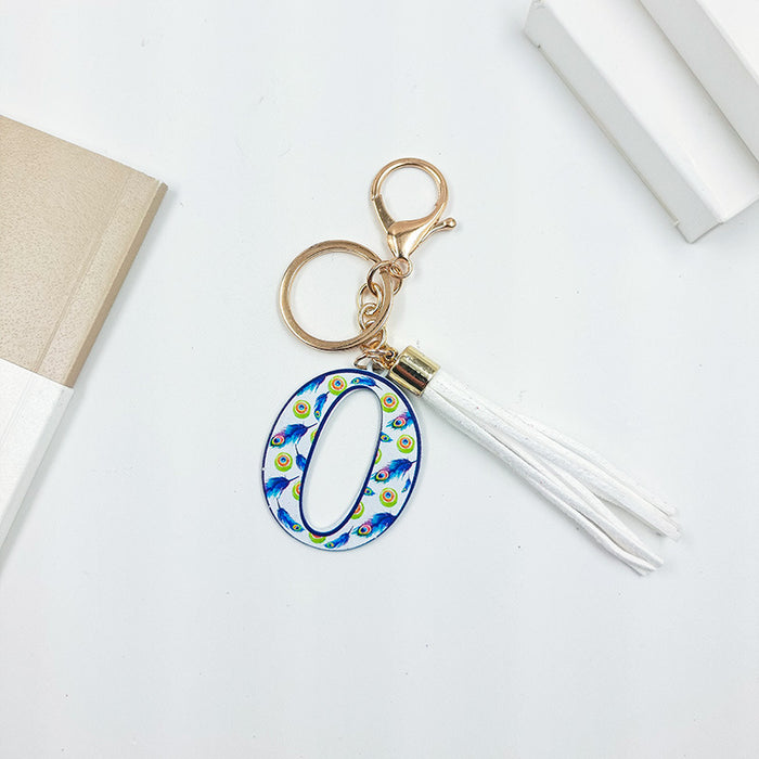 Wholesale Zinc Alloy Leather Letter Color Tassel Keychain JDC-KC-JinY003