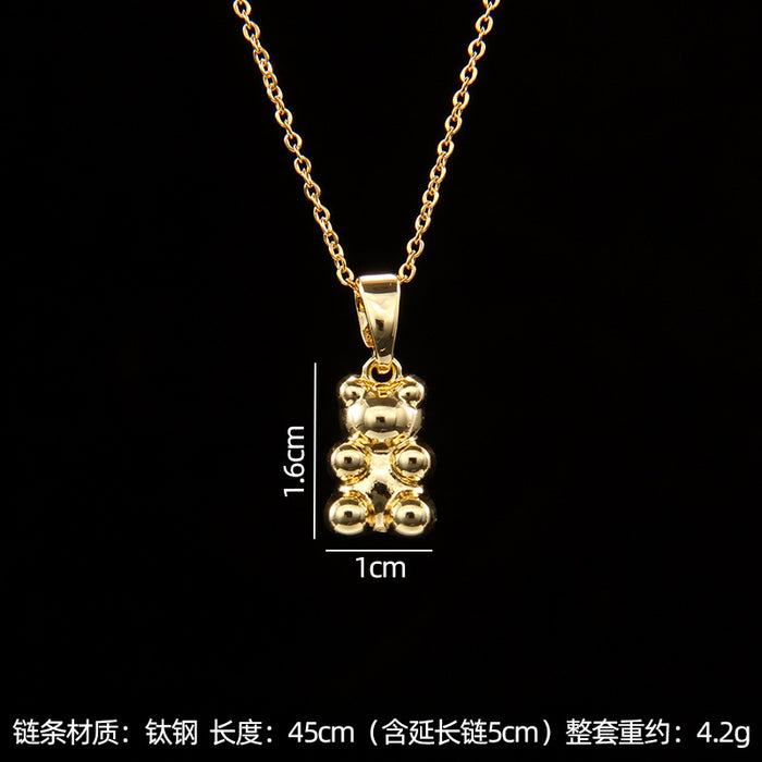 Wholesale fashion zircon love bear pendant small necklace