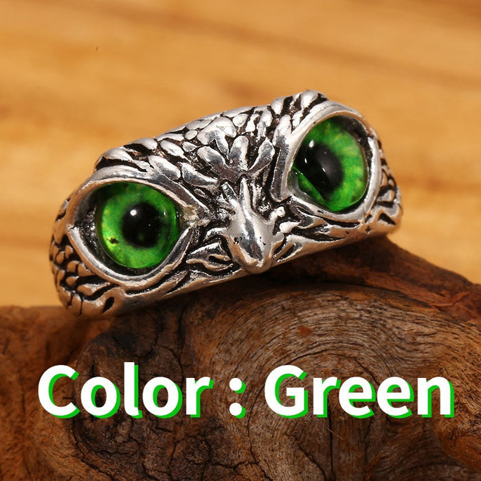 Wholesale Adjustable Evil Eye Owl Metal Ring JDC-RS-Lanx003