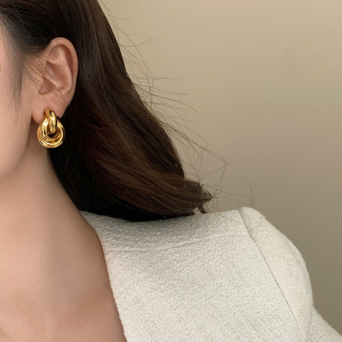 Wholesale Chic Metallic Hoop Stud Earrings